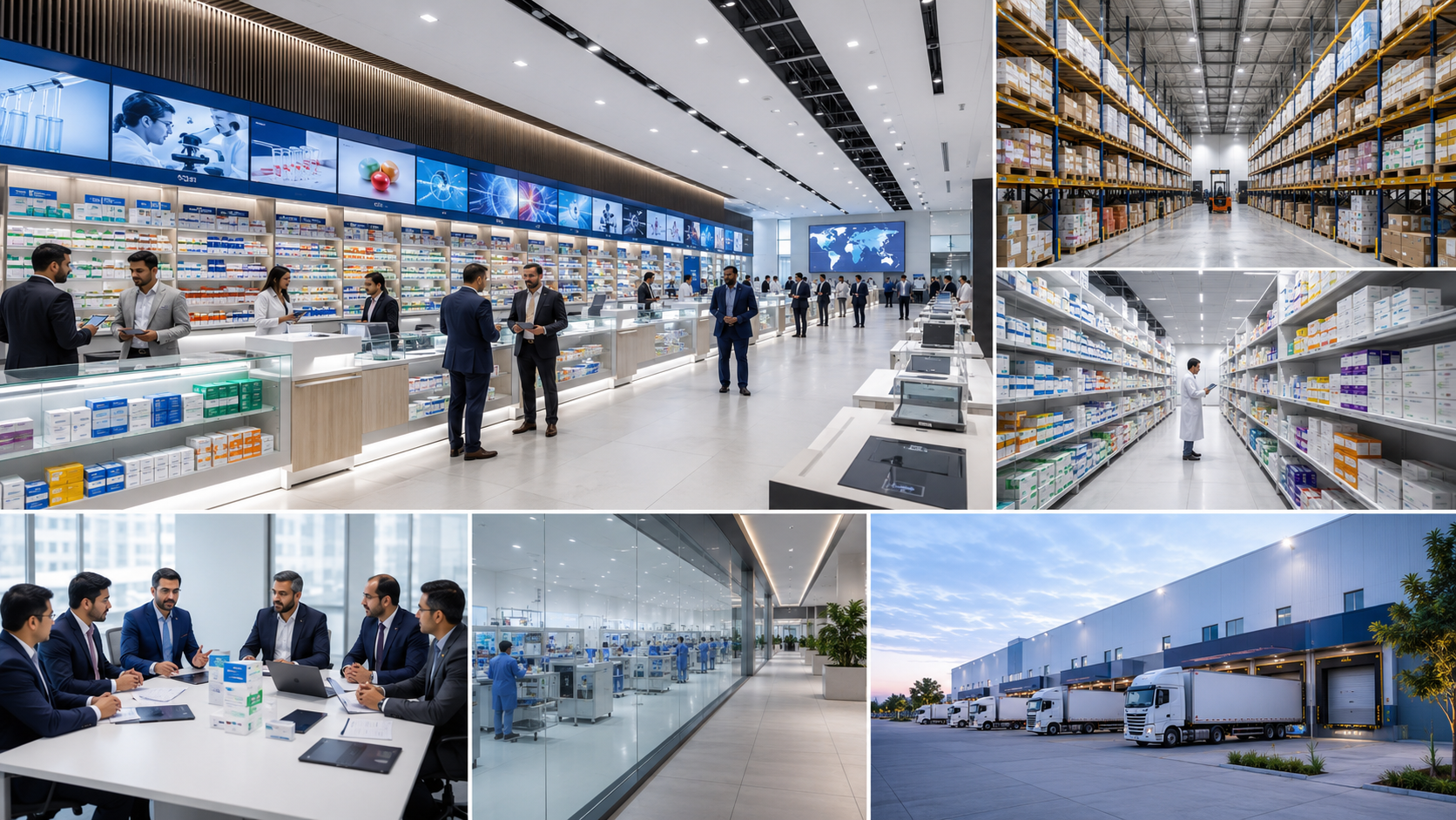 Wholesale medicine market, pharma warehouse, B2B meeting and distribution ecosystem